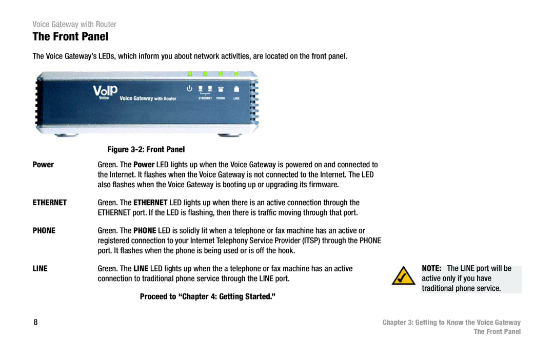 Cisco Systems SPA3102 manual Front Panel Power 