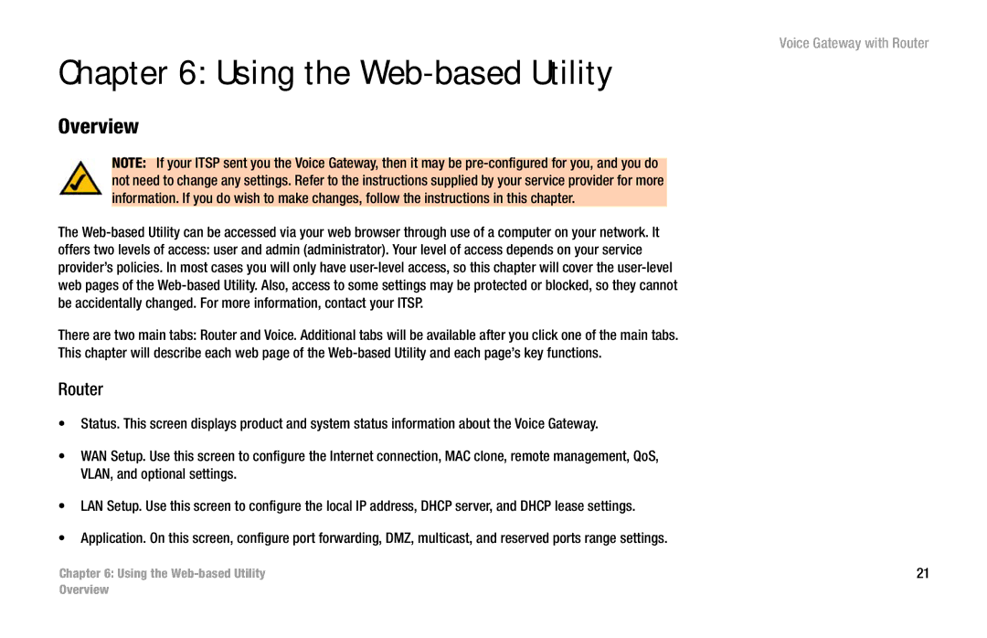 Cisco Systems SPA3102 manual Using the Web-based Utility, Router 