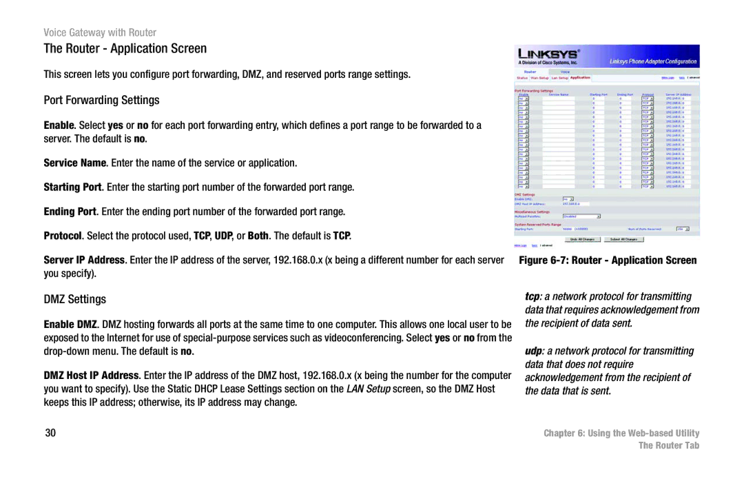 Cisco Systems SPA3102 manual Port Forwarding Settings, DMZ Settings 