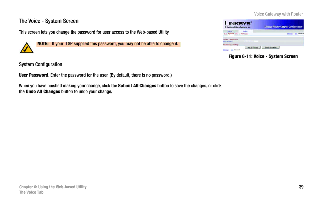 Cisco Systems SPA3102 manual Voice System Screen, System Configuration 