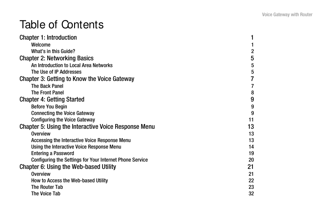 Cisco Systems SPA3102 manual Table of Contents 