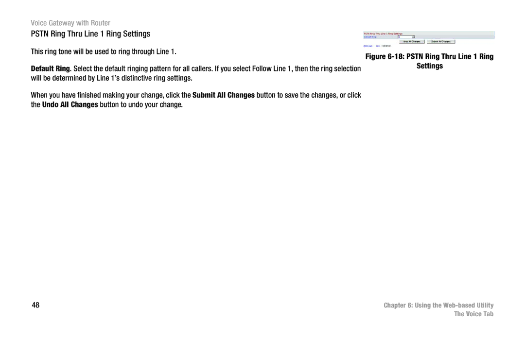 Cisco Systems SPA3102 manual Pstn Ring Thru Line 1 Ring Settings 