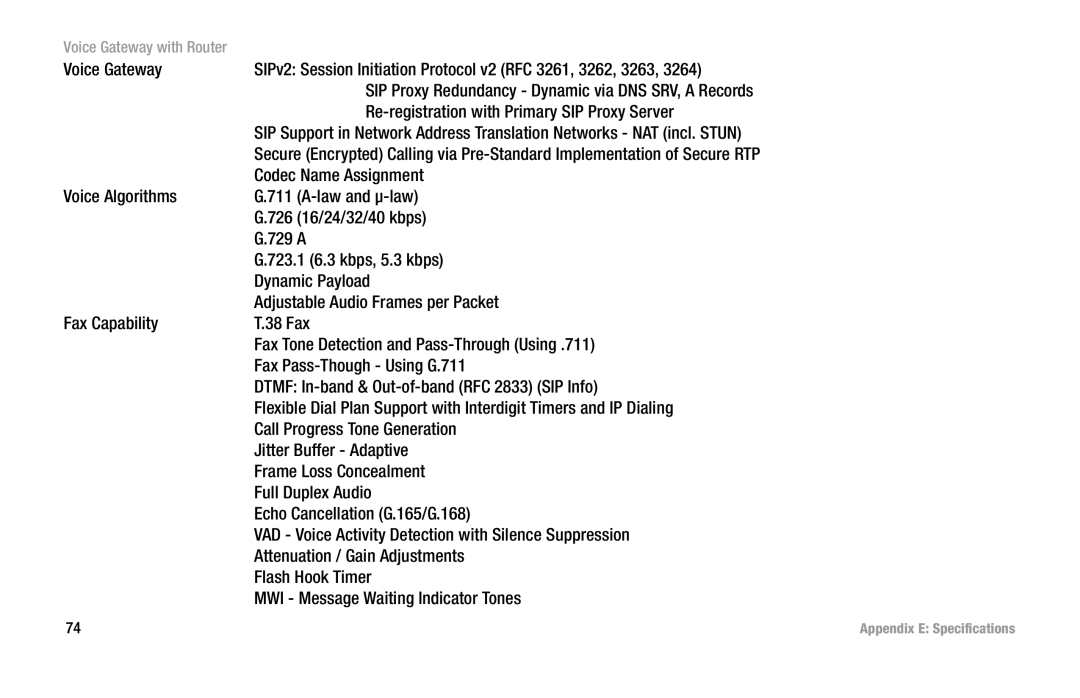 Cisco Systems SPA3102 manual Voice Gateway, Re-registration with Primary SIP Proxy Server, Codec Name Assignment 