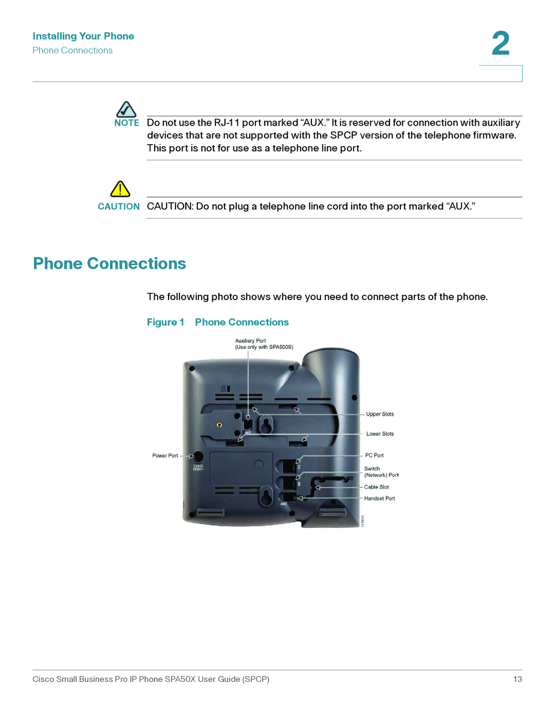 Cisco Systems SPA50X manual Phone Connections 