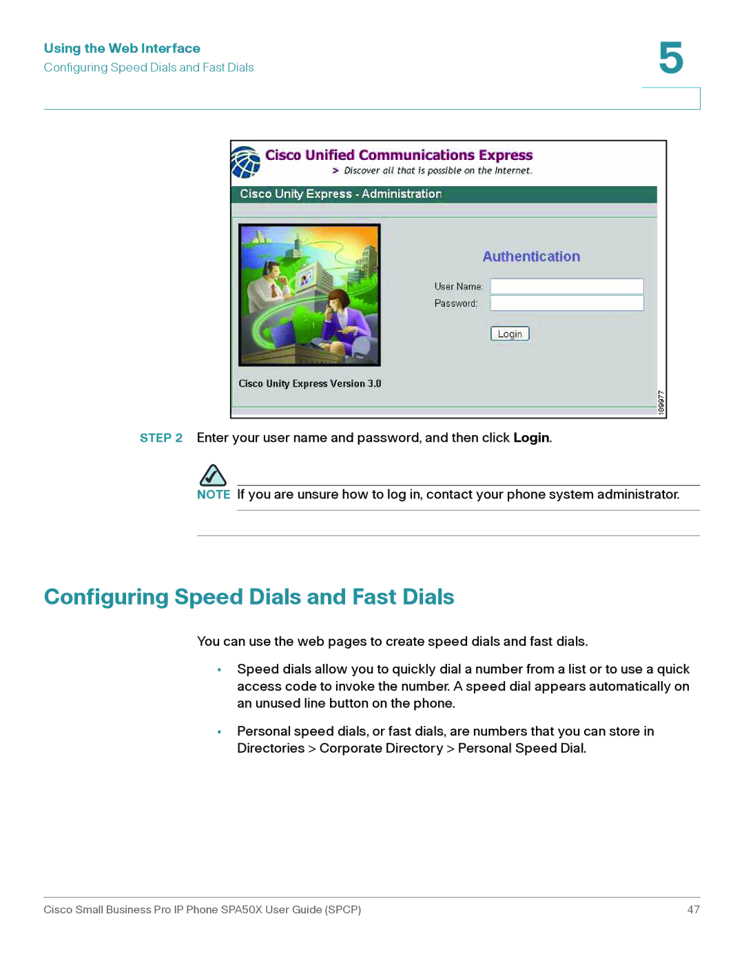 Cisco Systems SPA50X manual Configuring Speed Dials and Fast Dials, Using the Web Interface 