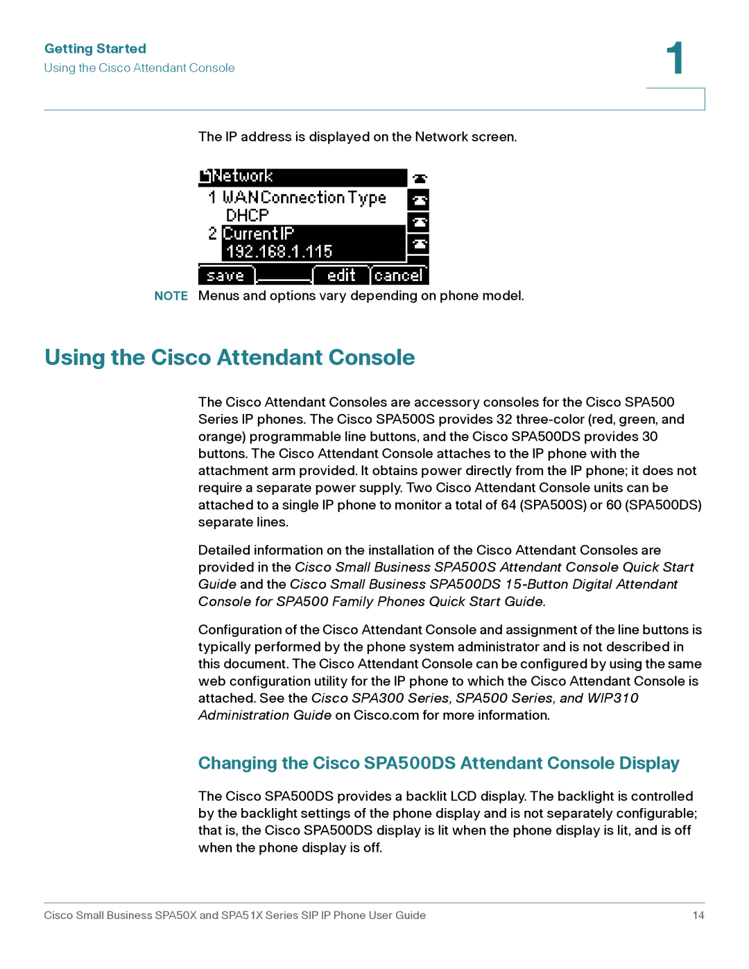 Cisco Systems SPA514G, SPA512G Using the Cisco Attendant Console, Changing the Cisco SPA500DS Attendant Console Display 