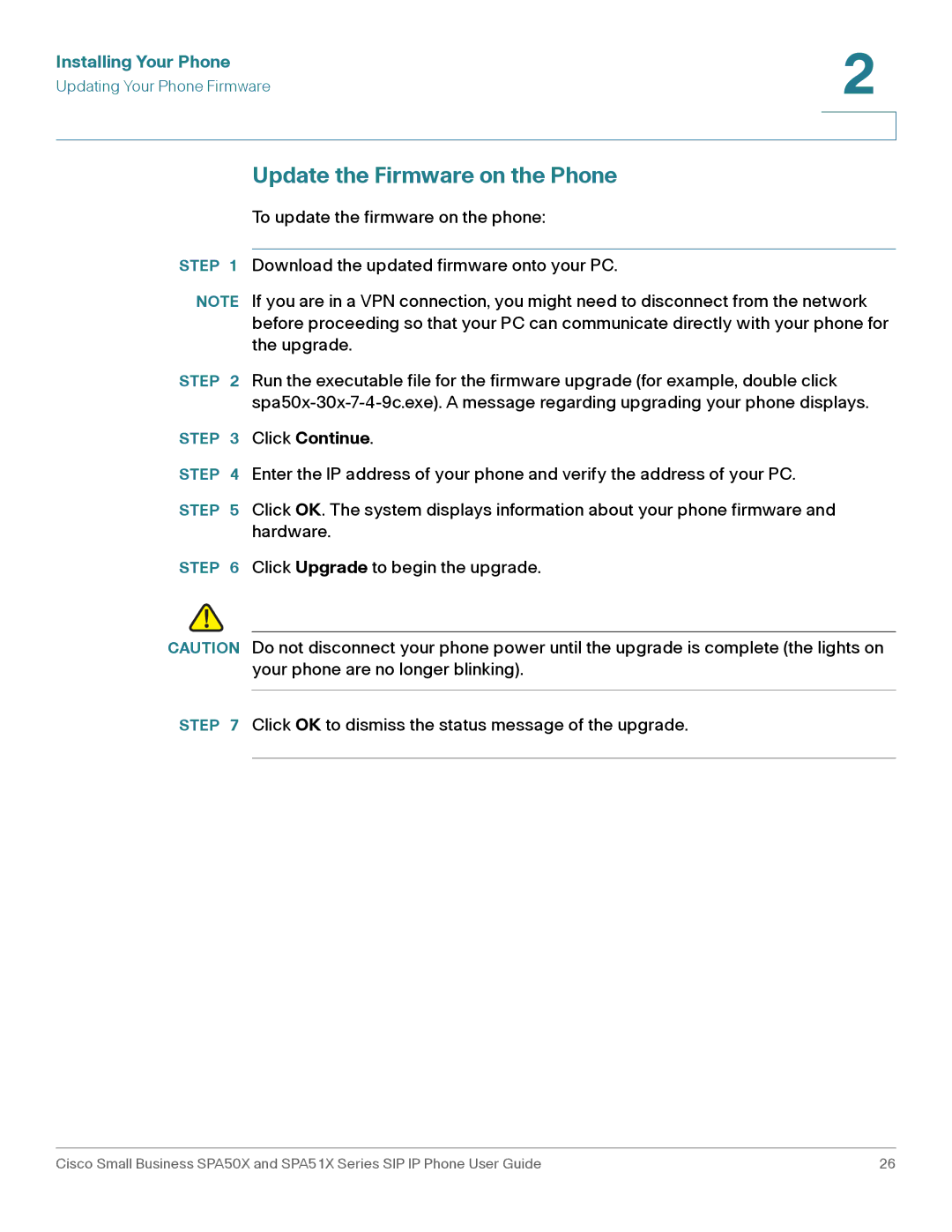 Cisco Systems SPA501G, SPA514G, SPA512G, SPA504G, SPA509G, SPA502G, SPA508G Update the Firmware on the Phone, Click Continue 