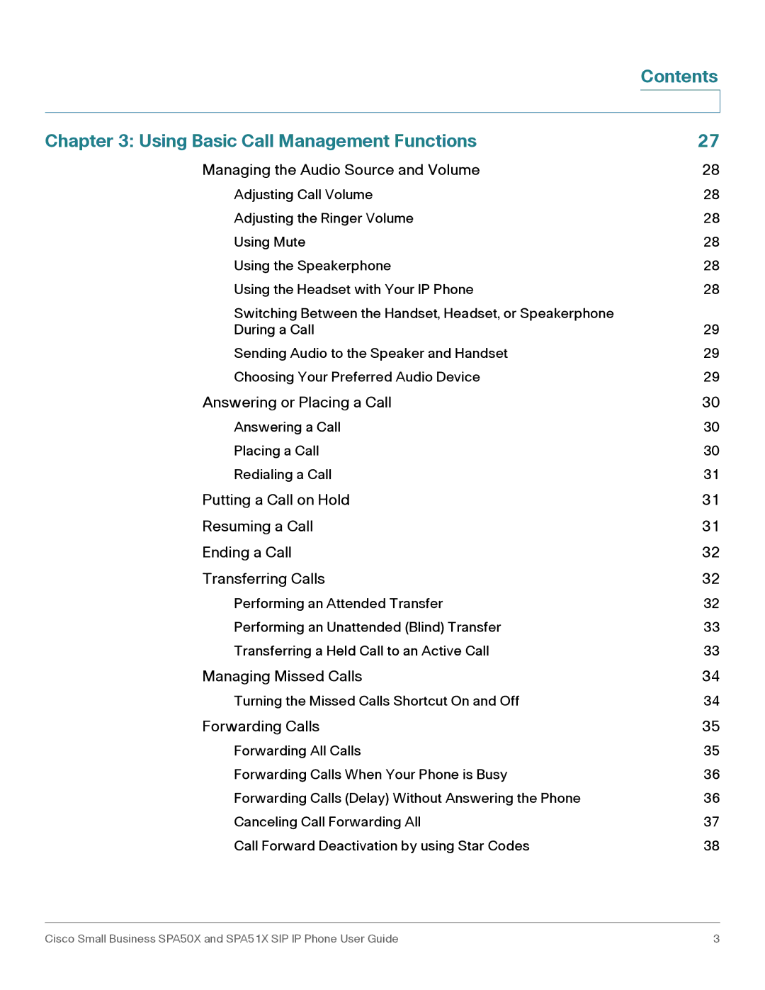 Cisco Systems SPA509G, SPA514G, SPA512G, SPA504G, SPA502G, SPA501G, SPA508G manual Contents Using Basic Call Management Functions 