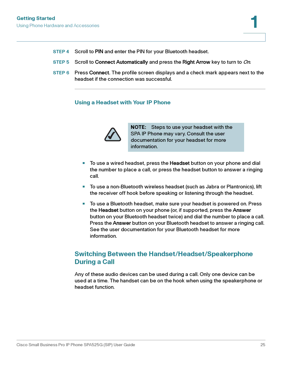 Cisco Systems SPA525G manual Using a Headset with Your IP Phone 