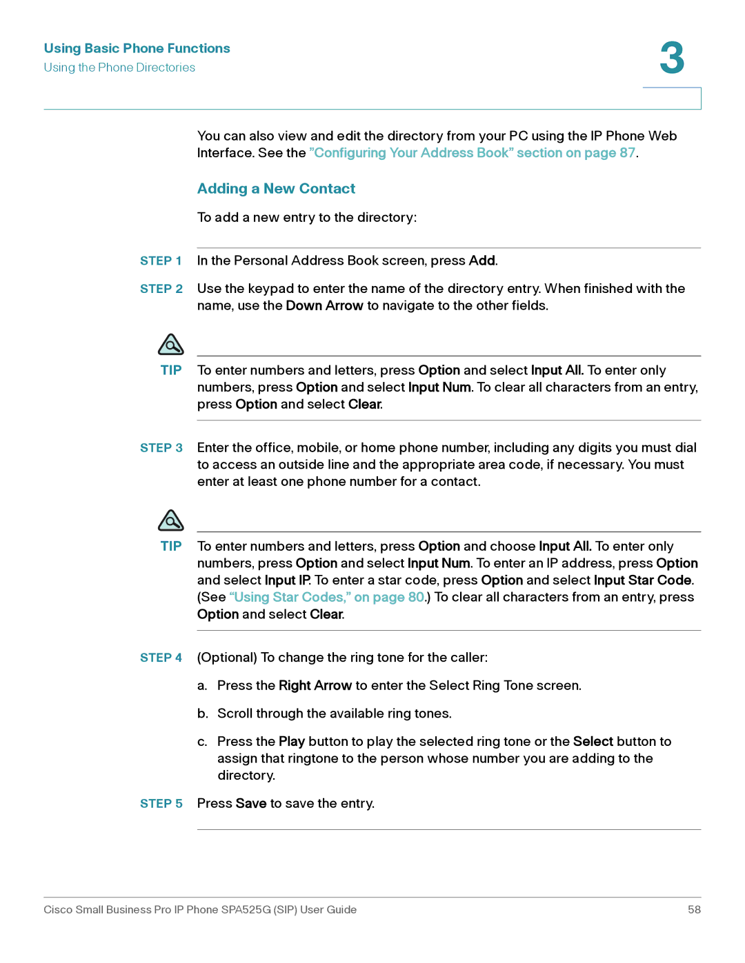 Cisco Systems SPA525G manual Adding a New Contact 