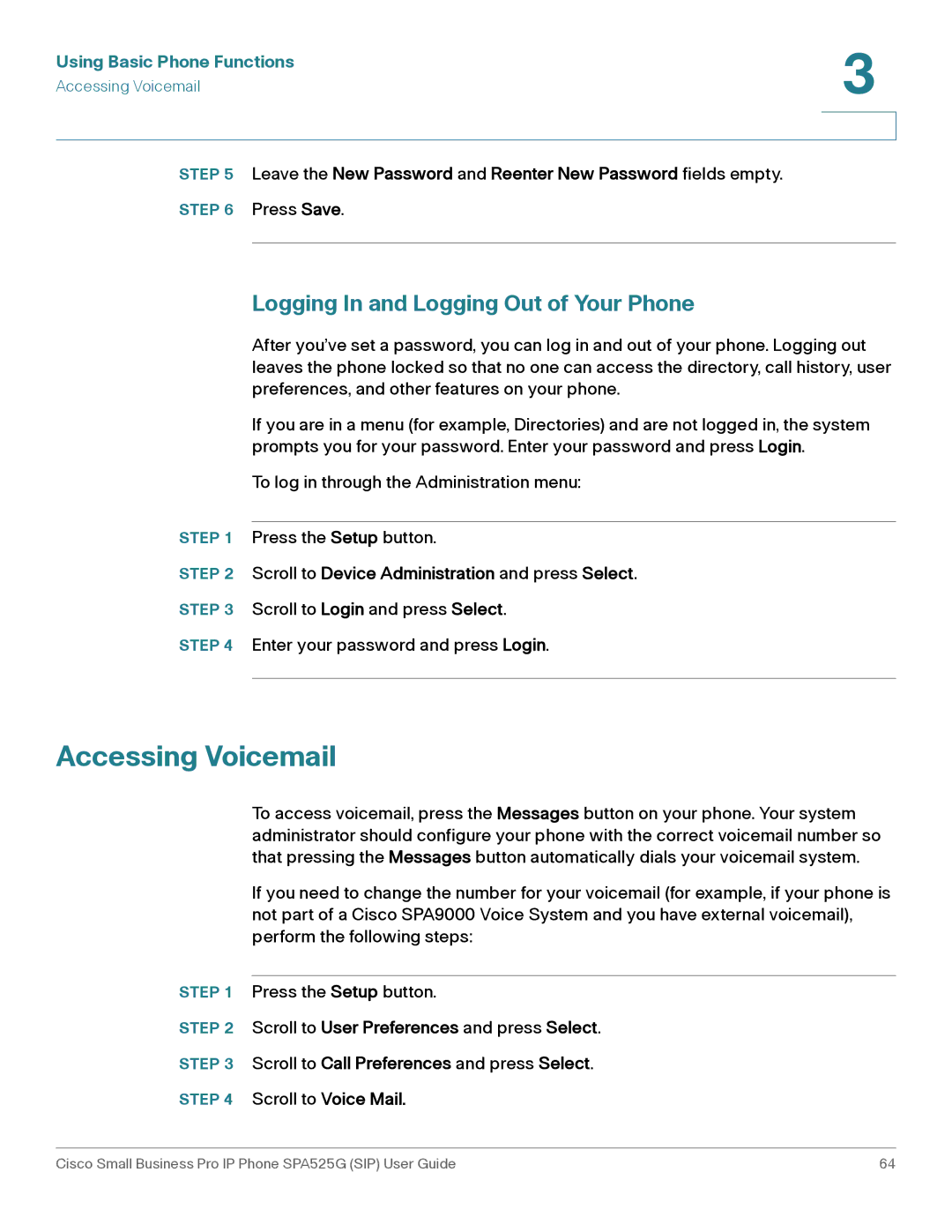 Cisco Systems SPA525G manual Accessing Voicemail, Logging In and Logging Out of Your Phone 