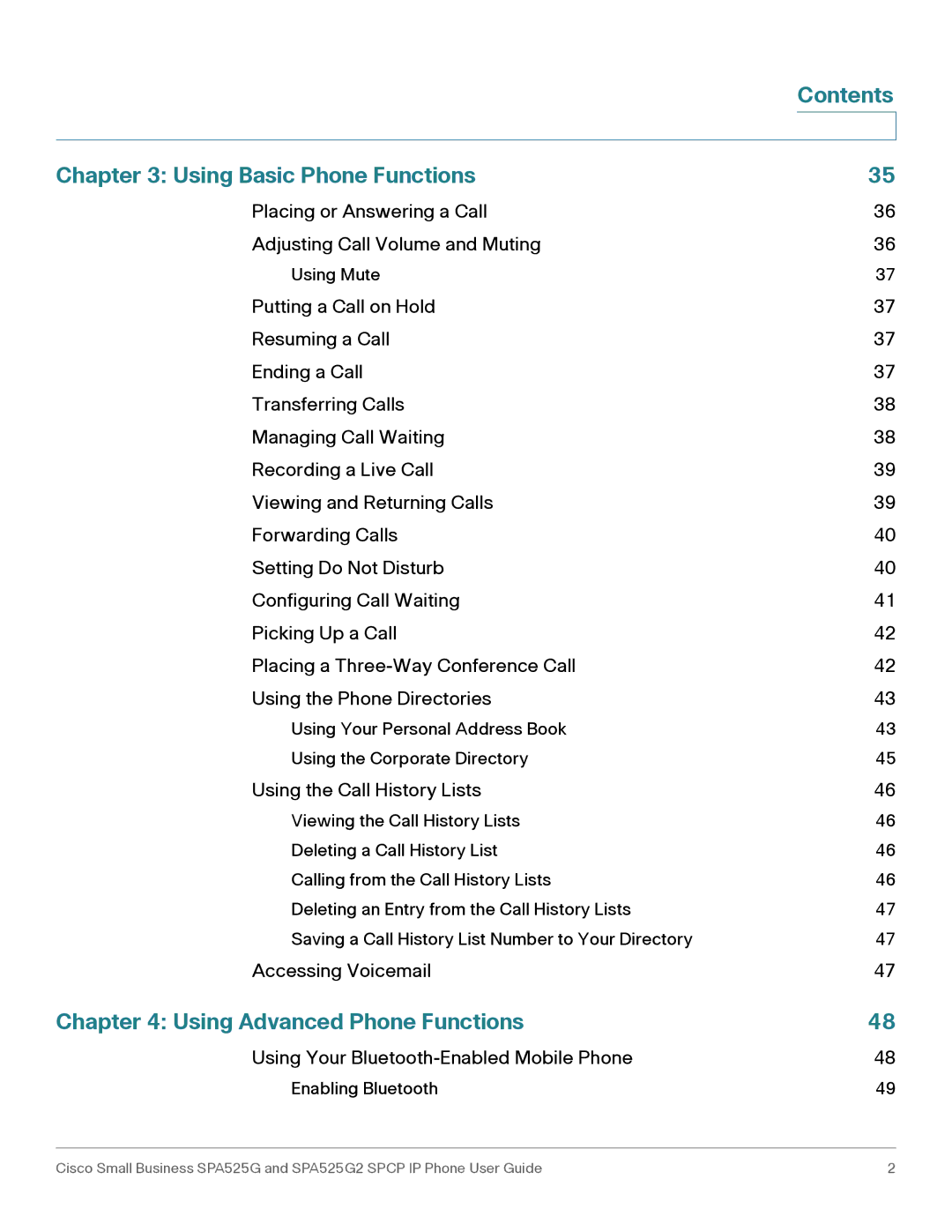 Cisco Systems SPA525G2 manual Contents Using Basic Phone Functions, Using Advanced Phone Functions 