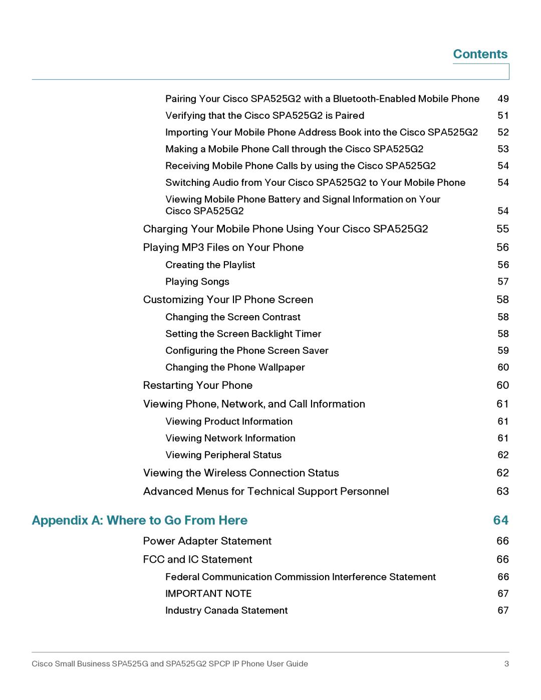 Cisco Systems SPA525G2 manual Contents, Appendix a Where to Go From Here 