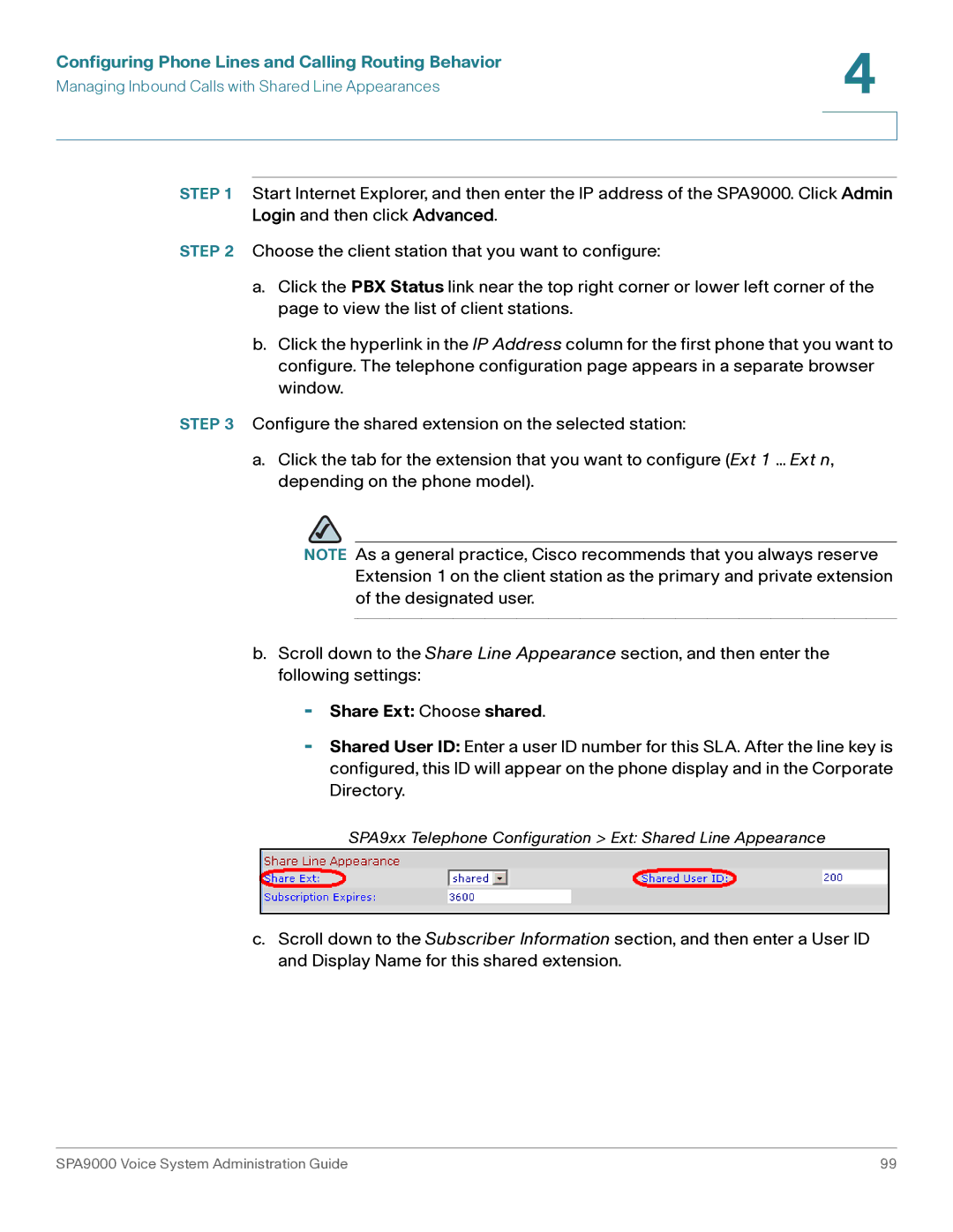 Cisco Systems SPA9000 manual Share Ext Choose shared 