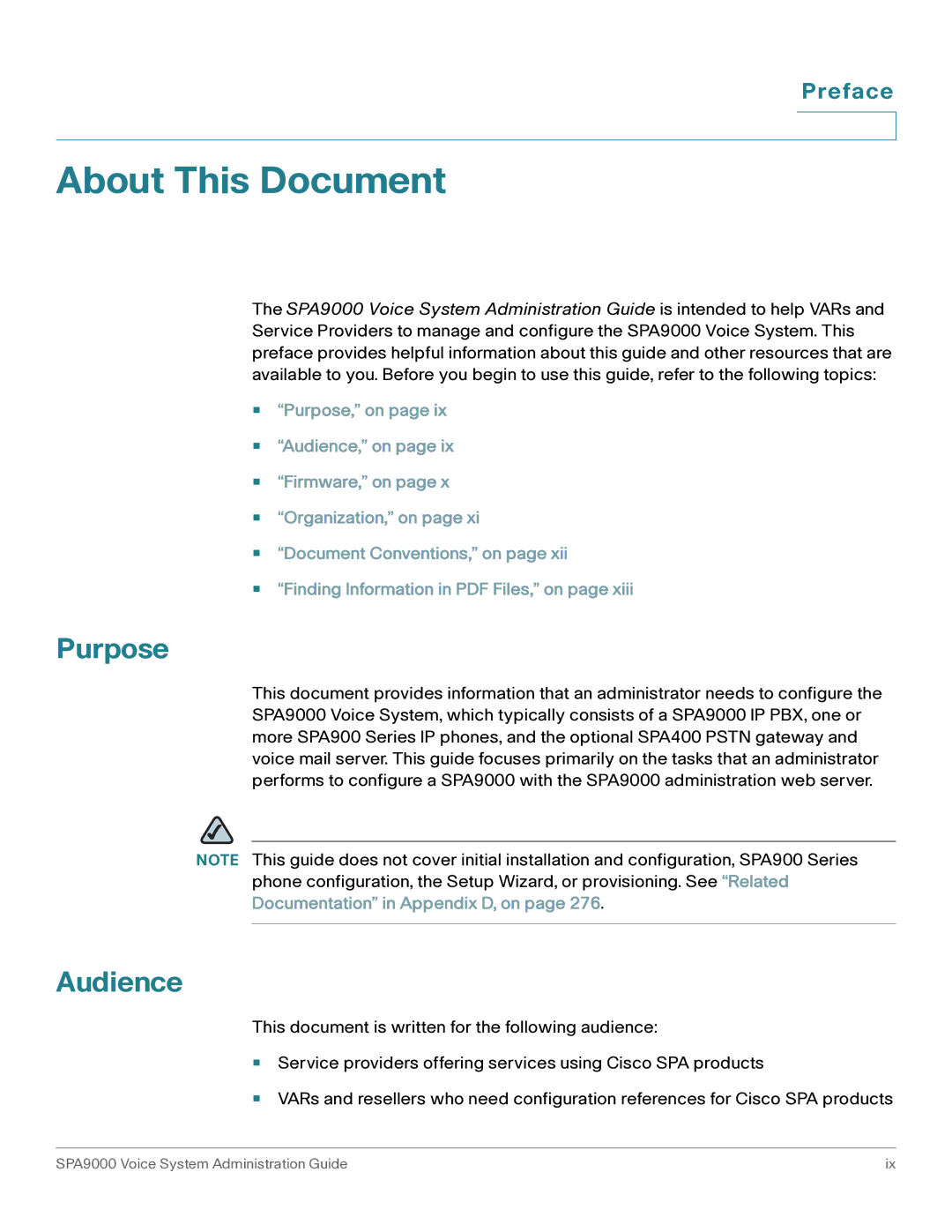 Cisco Systems SPA9000 manual Purpose, Audience, Preface 