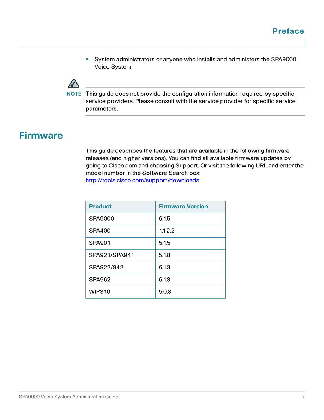 Cisco Systems SPA9000 manual Product Firmware Version 