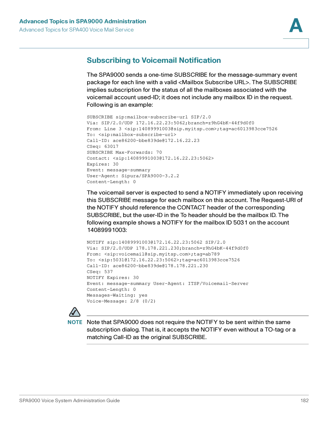 Cisco Systems SPA9000 manual Subscribing to Voicemail Notification 