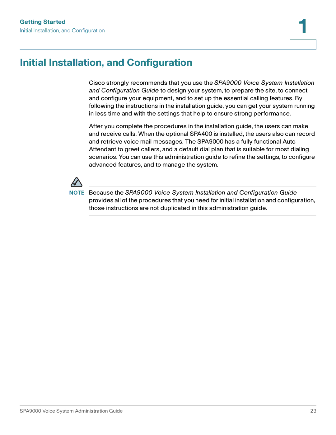 Cisco Systems SPA9000 manual Initial Installation, and Configuration 