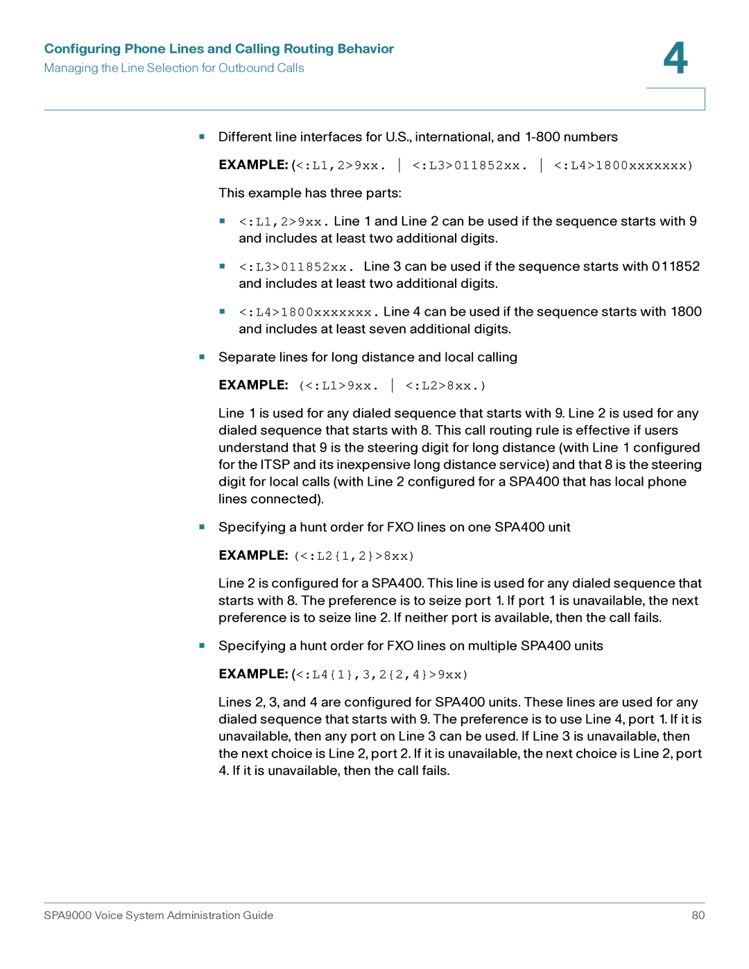 Cisco Systems SPA9000 manual Configuring Phone Lines and Calling Routing Behavior 