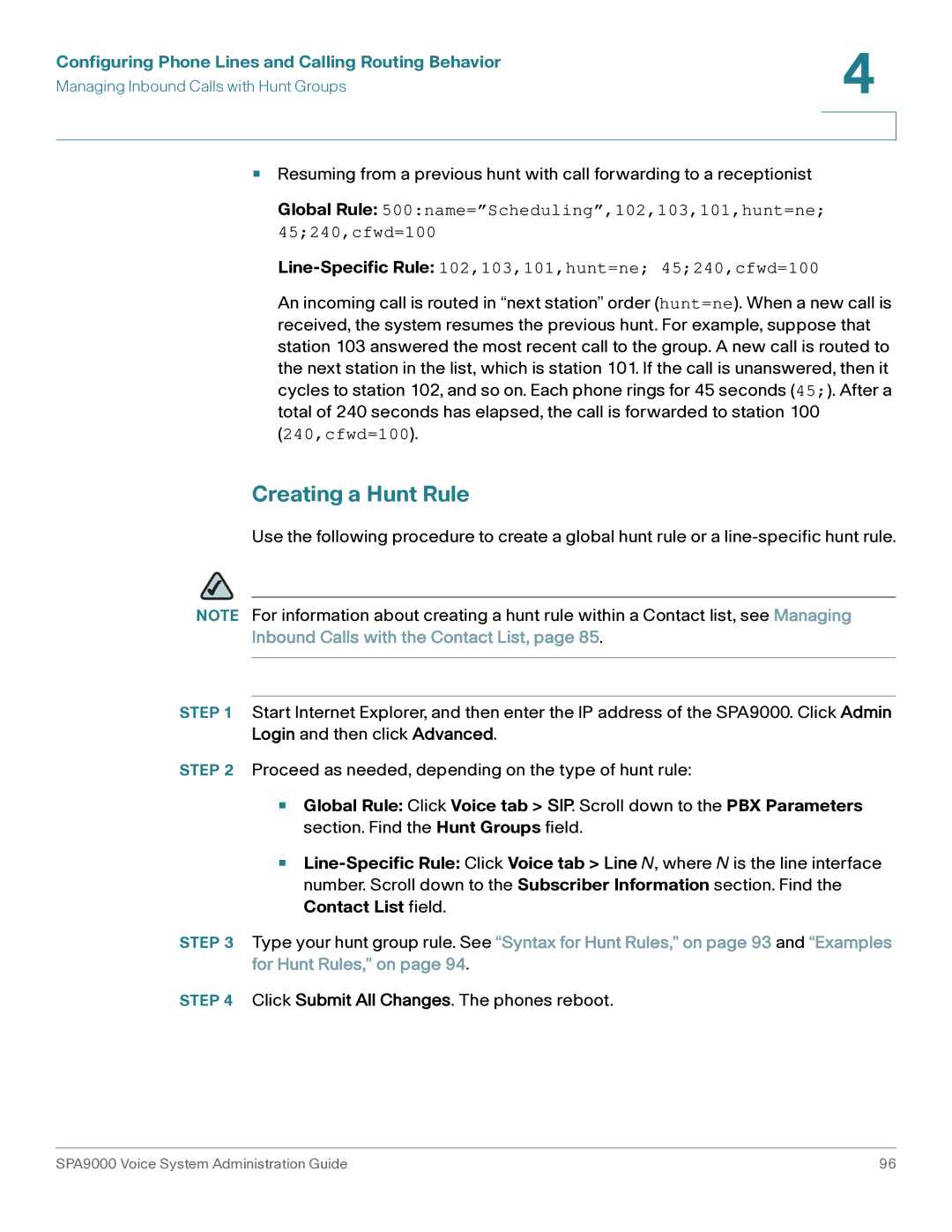 Cisco Systems SPA9000 manual Creating a Hunt Rule 