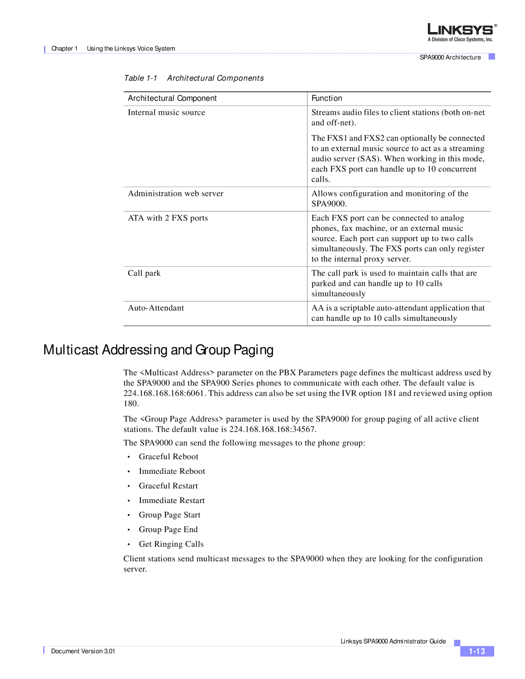 Cisco Systems SPA9000 manual Multicast Addressing and Group Paging 