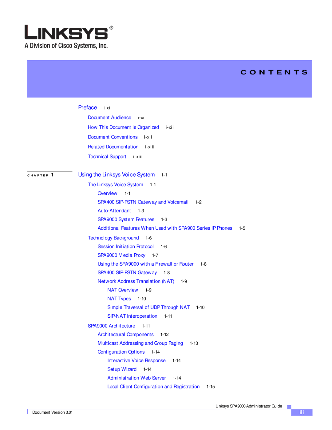 Cisco Systems SPA9000 manual N T E N T S 