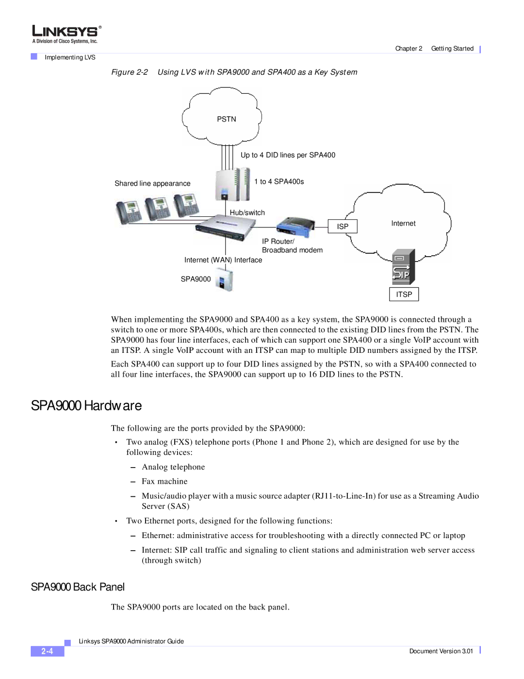 Cisco Systems manual SPA9000 Hardware, SPA9000 Back Panel 