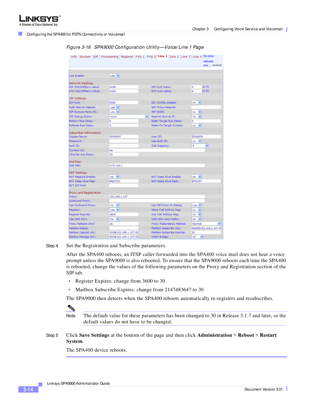 Cisco Systems manual 16 SPA9000 Configuration Utility-Voice/Line 1 