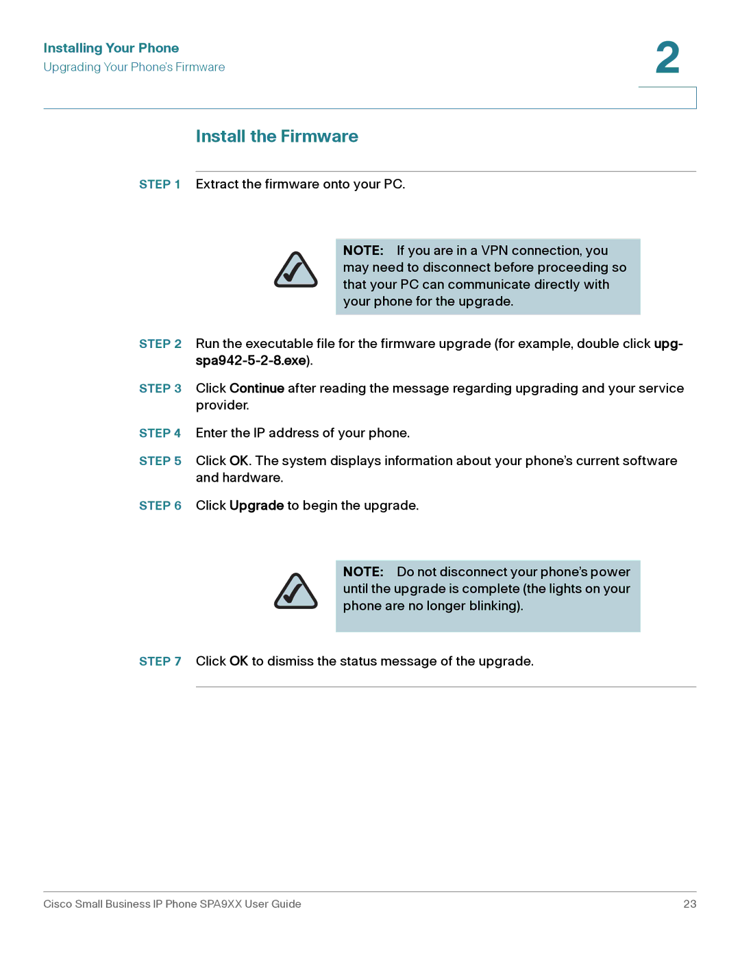 Cisco Systems SPA962, SPA92X, SPA94X manual Install the Firmware 