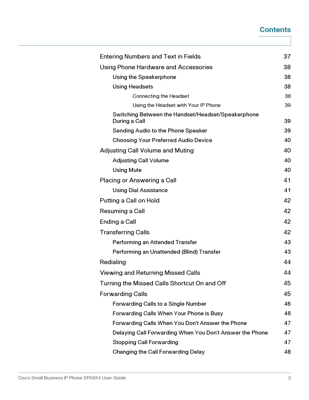 Cisco Systems SPA962, SPA92X, SPA94X manual Contents 