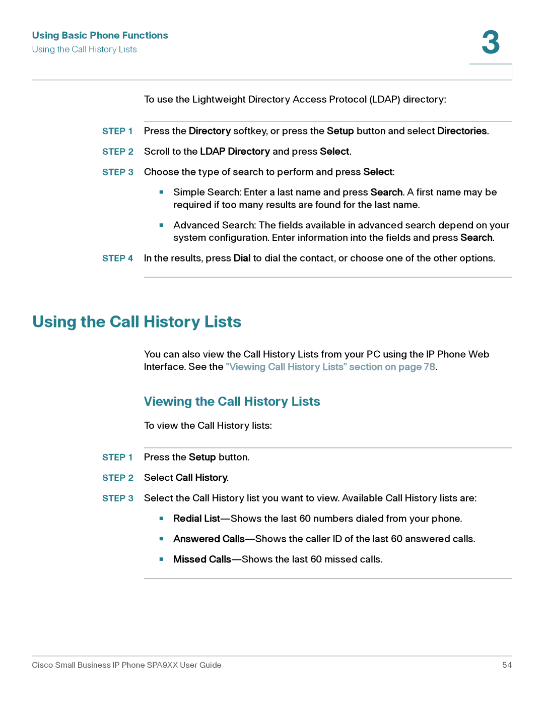 Cisco Systems SPA92X, SPA962, SPA94X manual Using the Call History Lists, Viewing the Call History Lists, Select Call History 