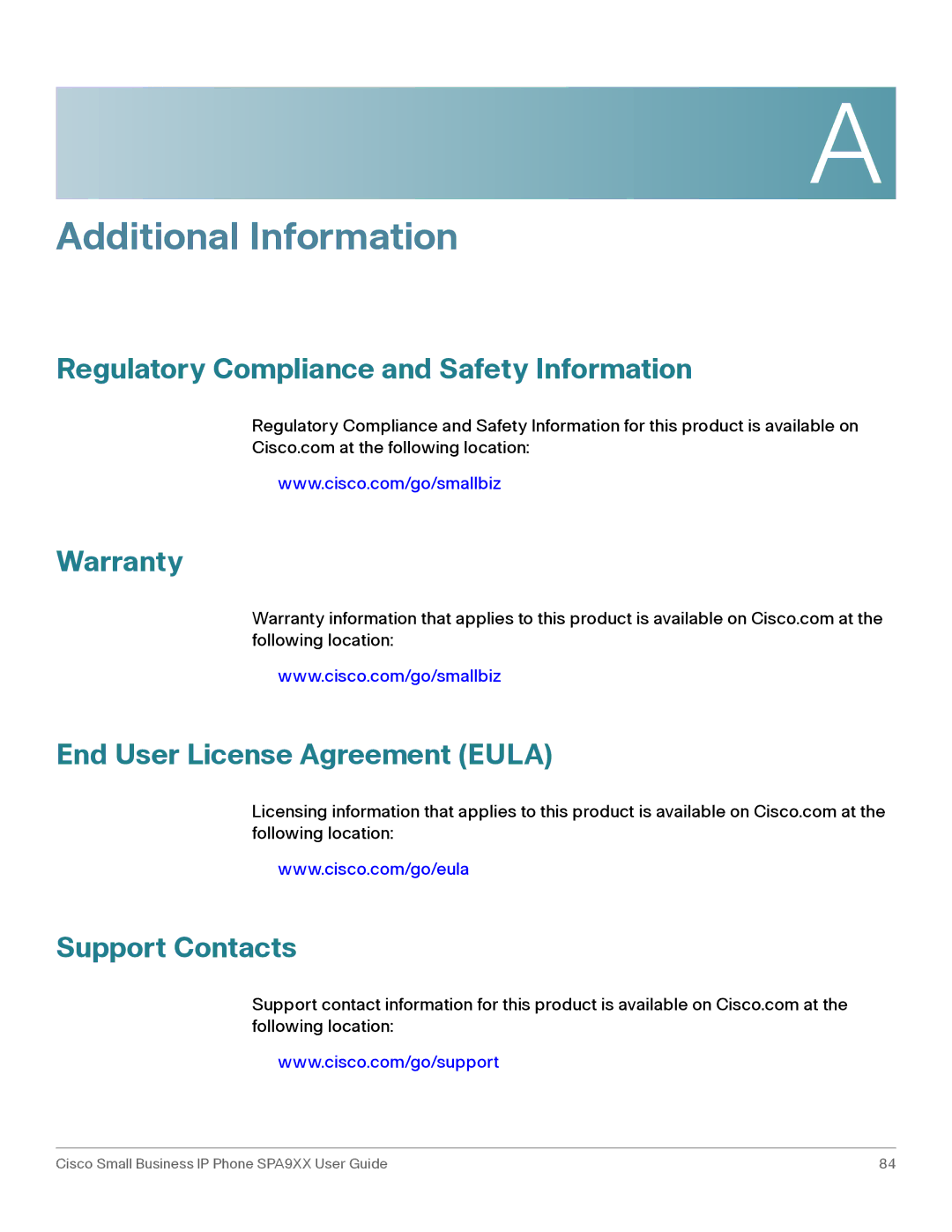 Cisco Systems SPA92X, SPA962, SPA94X manual Regulatory Compliance and Safety Information 