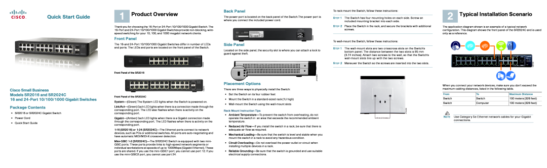 Cisco Systems SR2024C manual Product Overview, Typical Installation Scenario, Quick Start Guide, Front Panel, Back Panel 