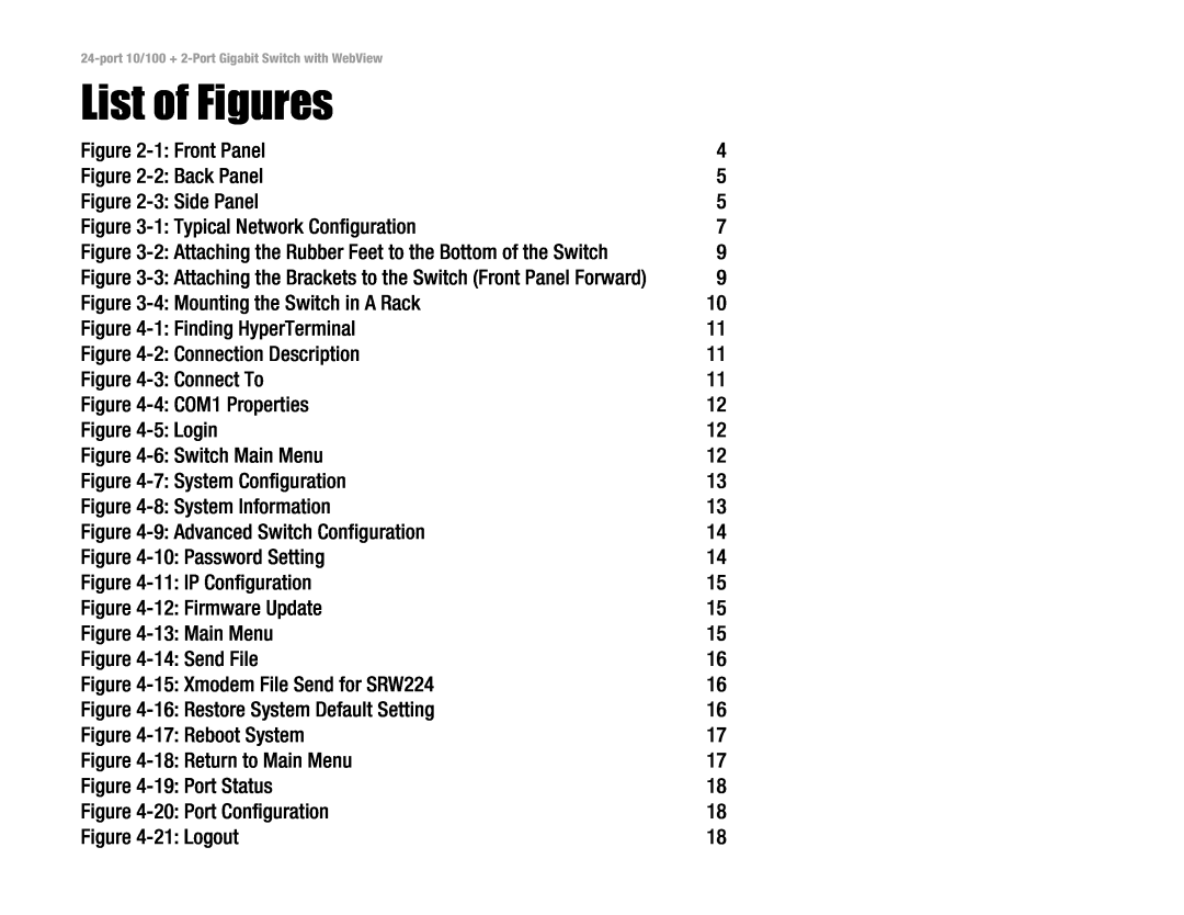 Cisco Systems SRW224 manual List of Figures 