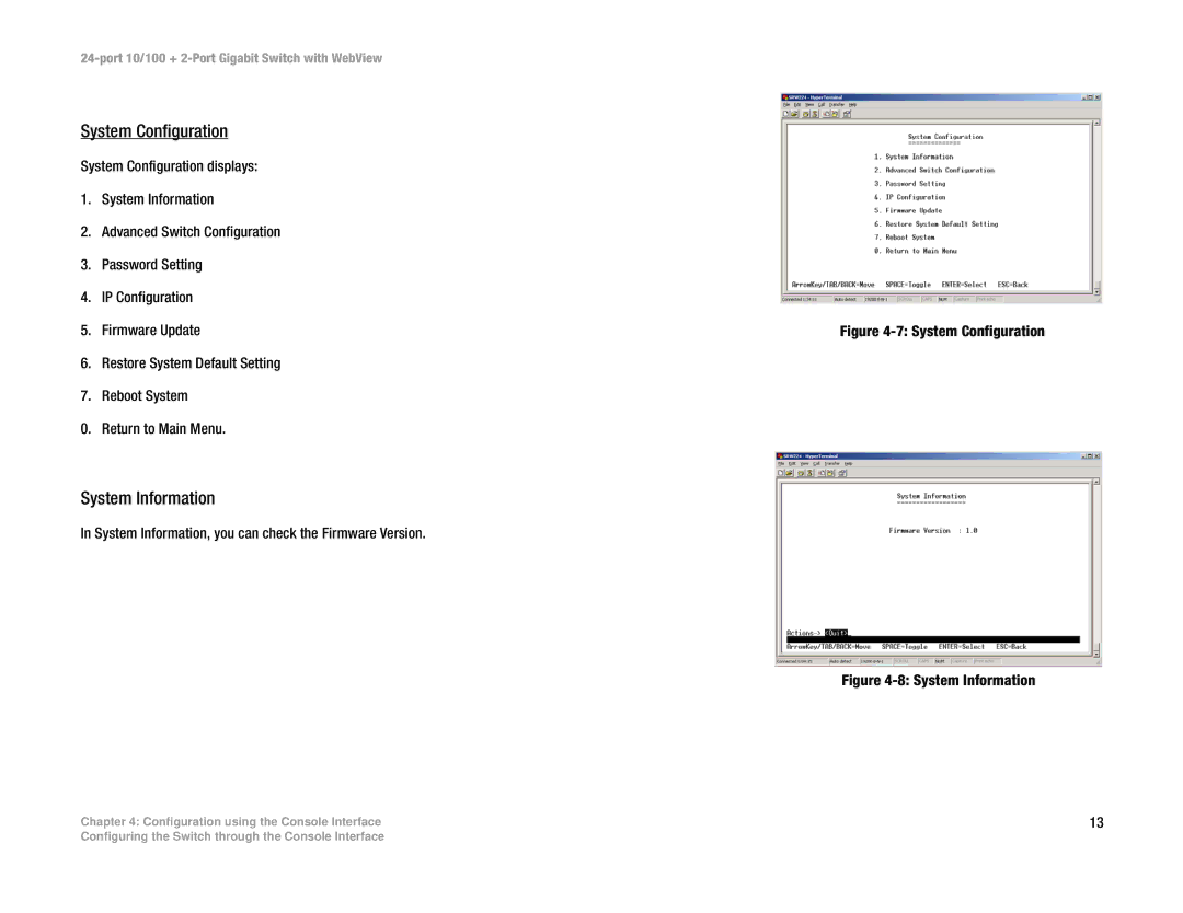 Cisco Systems SRW224 manual System Configuration, System Information 