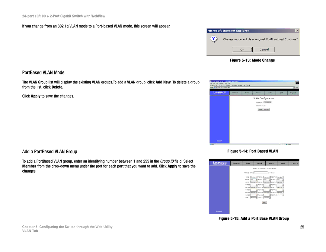 Cisco Systems SRW224 manual PortBased Vlan Mode, Add a PortBased Vlan Group 