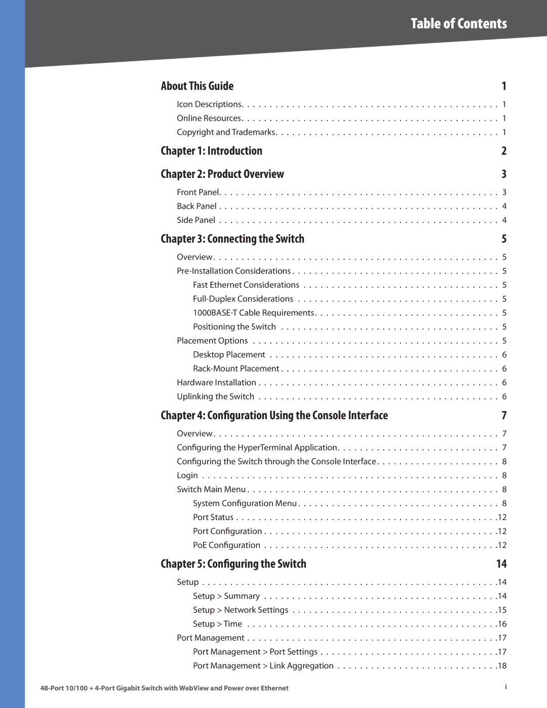 Cisco Systems SRW248G4P manual Table of Contents 