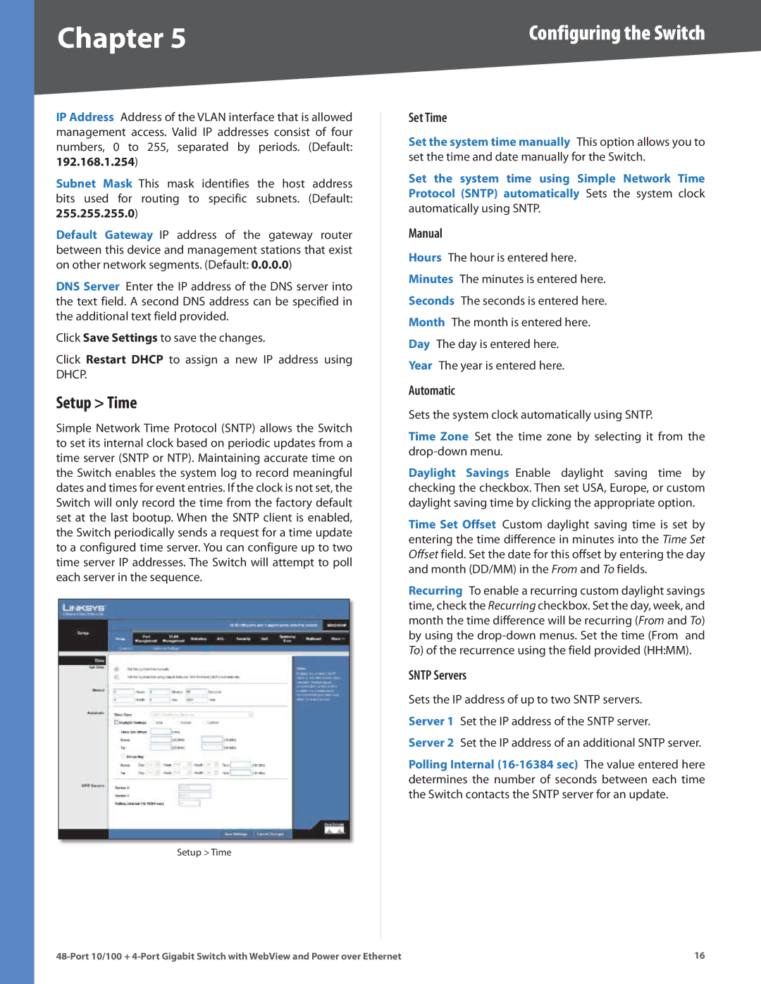 Cisco Systems SRW248G4P manual Setup Time, Set Time 