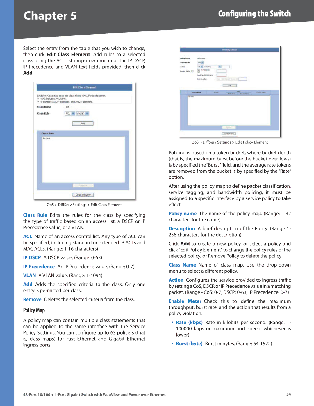 Cisco Systems SRW248G4P manual Policy Map 