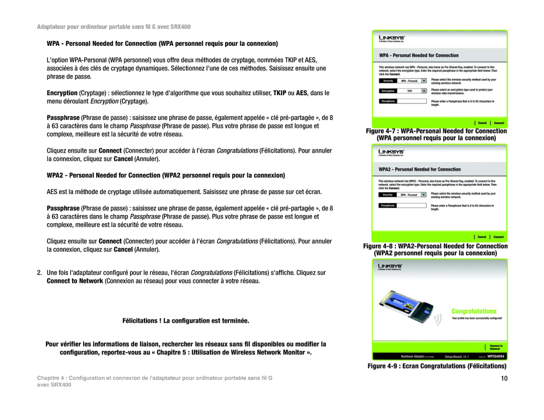 Cisco Systems SRX400 manual Ecran Congratulations Félicitations 