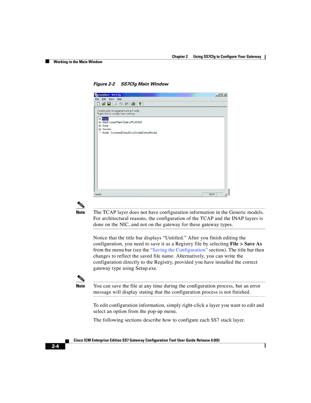 Cisco Systems manual SS7Cfg Main Window 