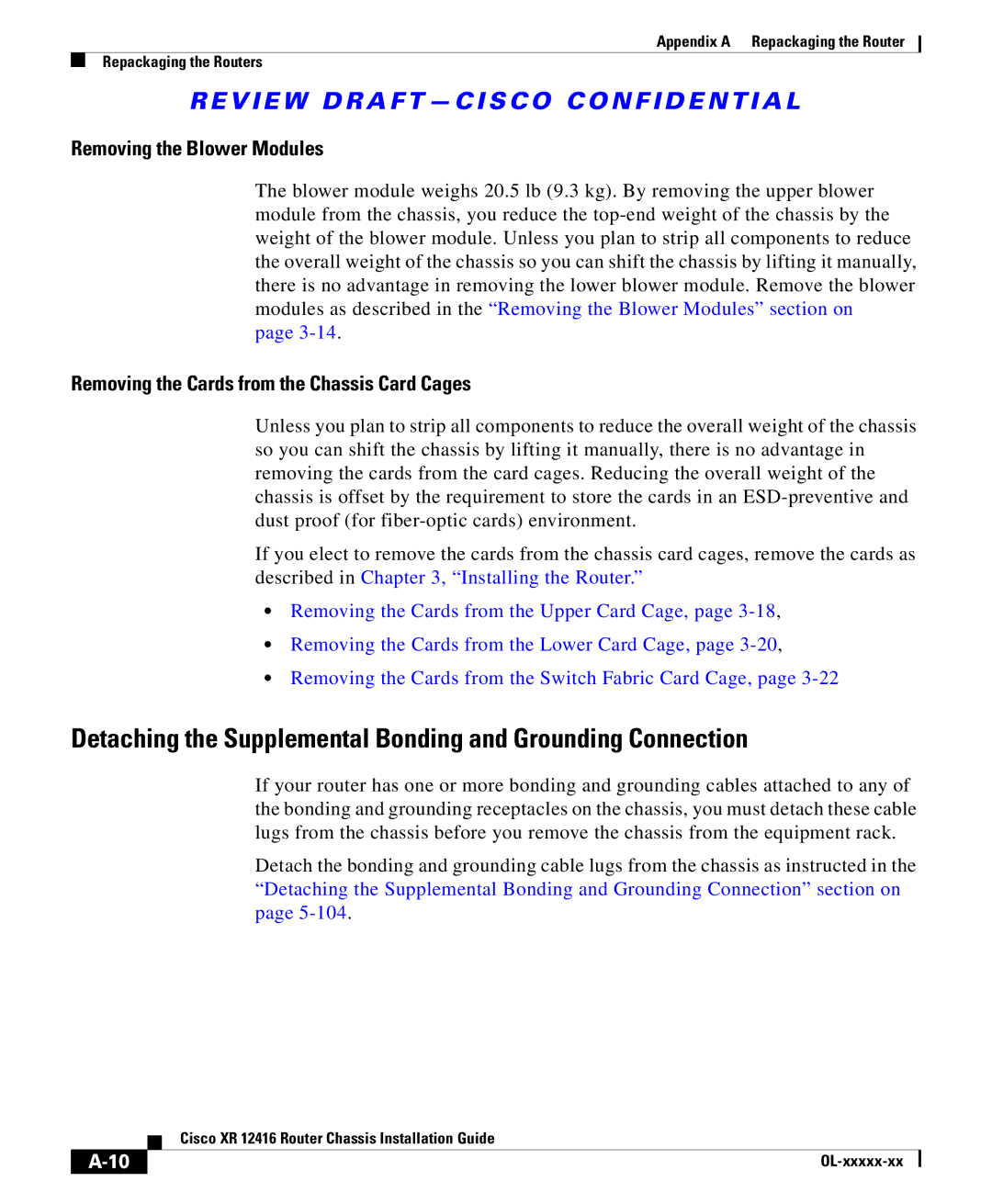 Cisco Systems STEV SRT-M-66 Detaching the Supplemental Bonding and Grounding Connection, Removing the Blower Modules 