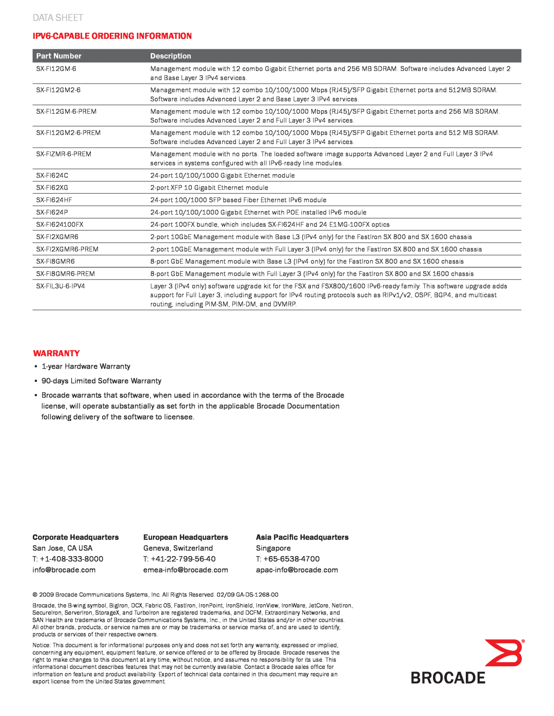 Cisco Systems Superx Series manual IPv6-Capable Ordering Information, Warranty, Data Sheet 