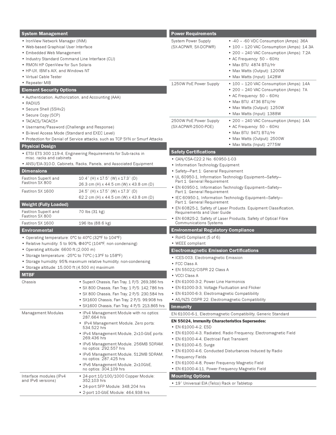 Cisco Systems Superx Series System Management, Element Security Options, Physical Design, Dimensions, Weight Fully Loaded 