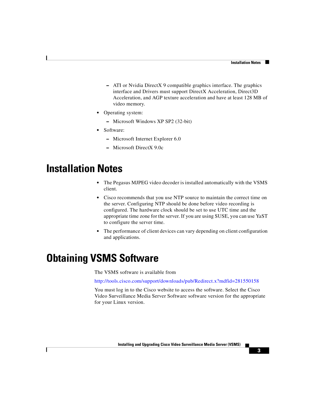 Cisco Systems Surveillance Media Server manual Installation Notes, Obtaining Vsms Software 