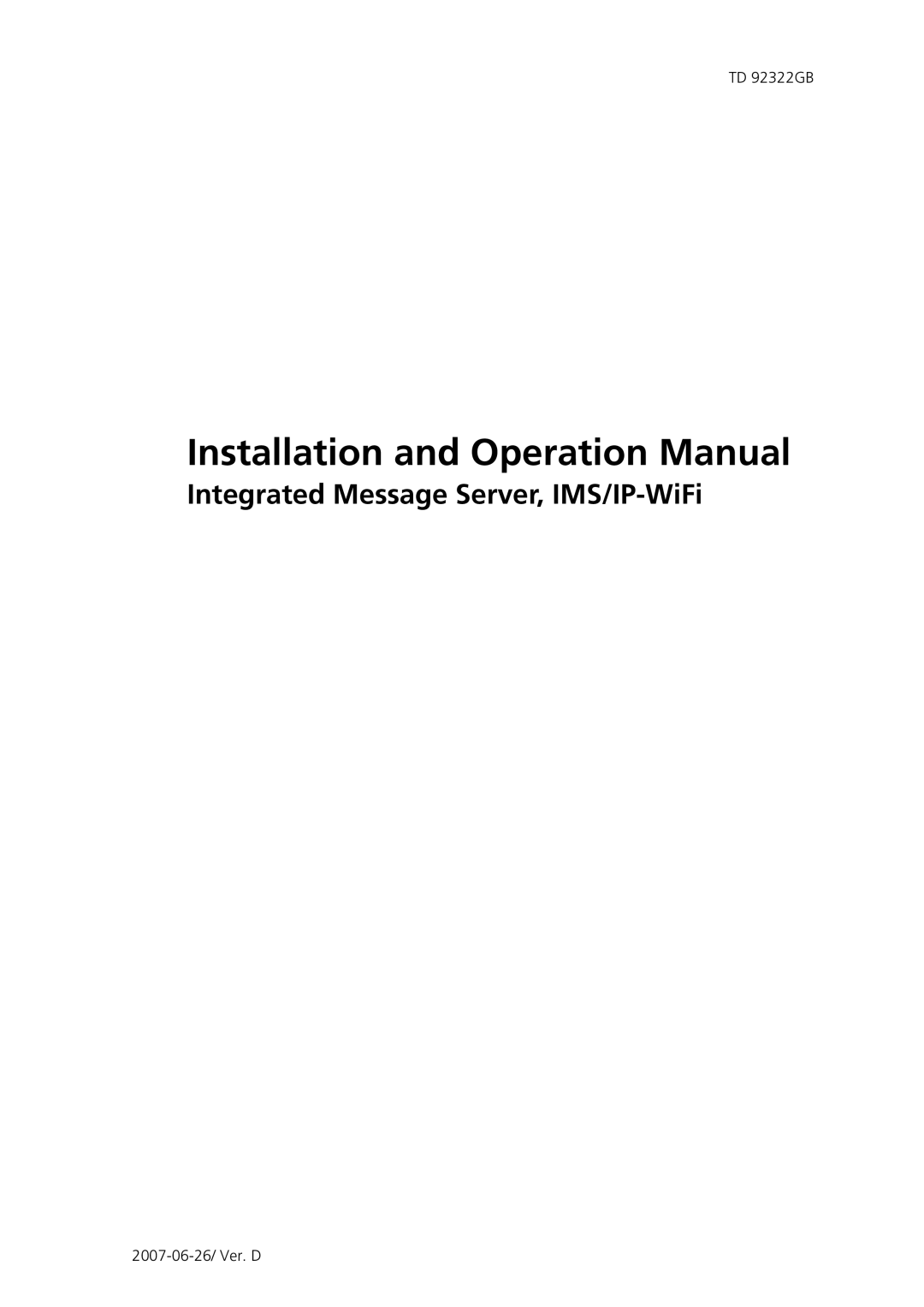 Cisco Systems TD 92322GB operation manual Integrated Message Server, IMS/IP-WiFi 