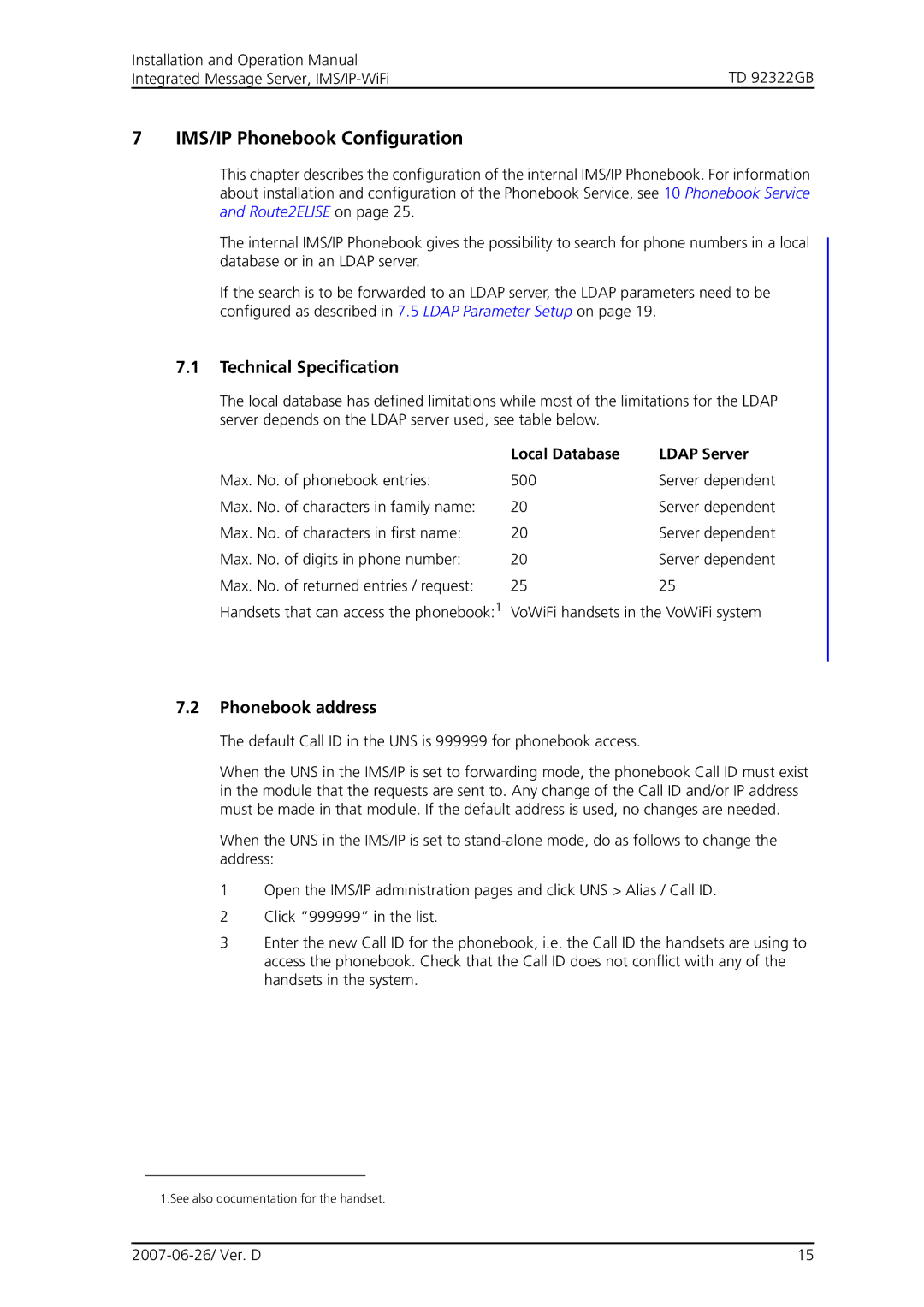 Cisco Systems TD 92322GB operation manual IMS/IP Phonebook Configuration, Phonebook address, Local Database Ldap Server 