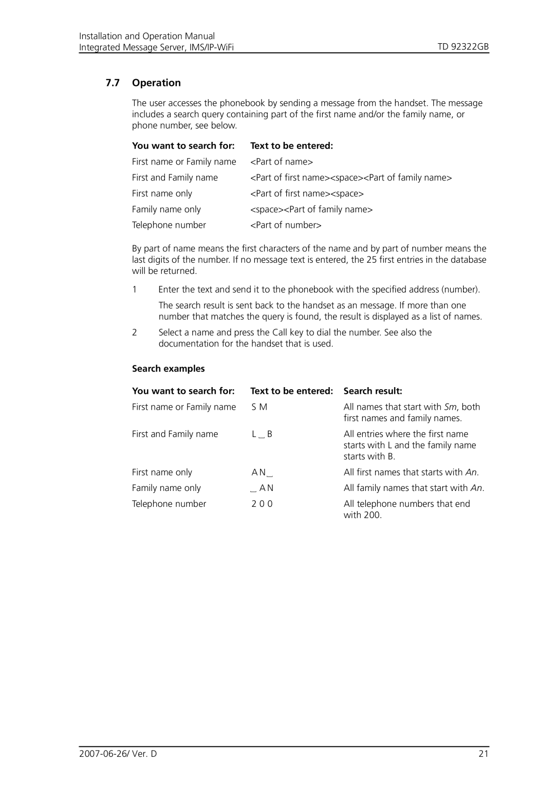 Cisco Systems TD 92322GB Operation, You want to search for Text to be entered, Search examples You want to search for 