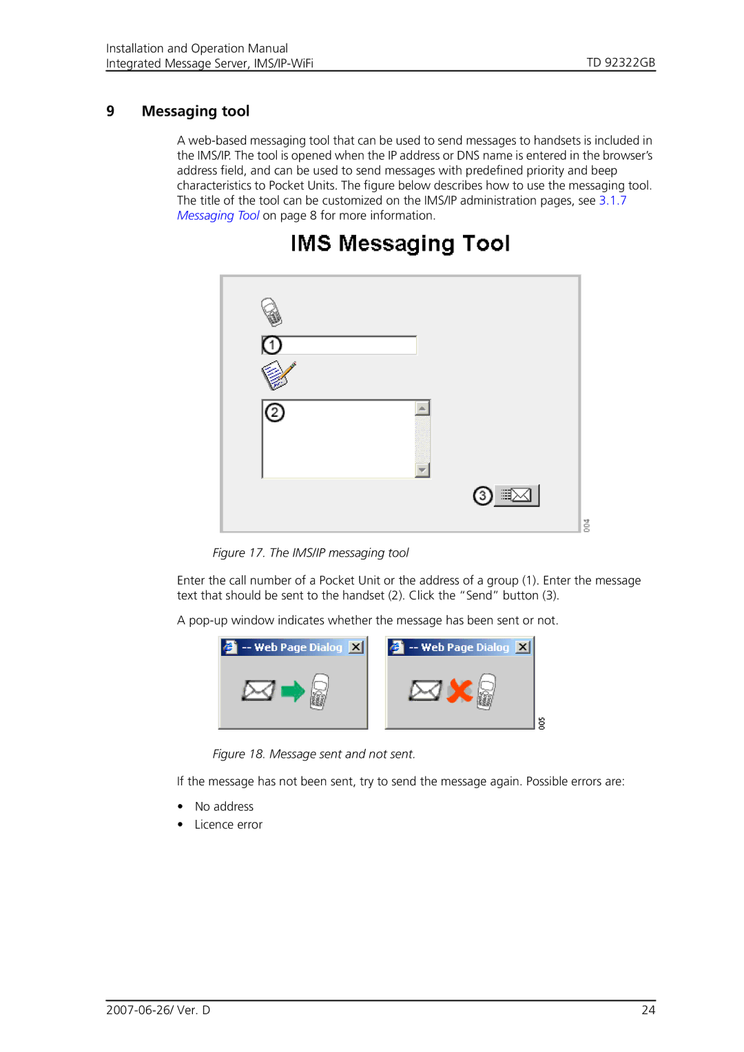 Cisco Systems TD 92322GB operation manual Messaging tool, IMS/IP messaging tool 