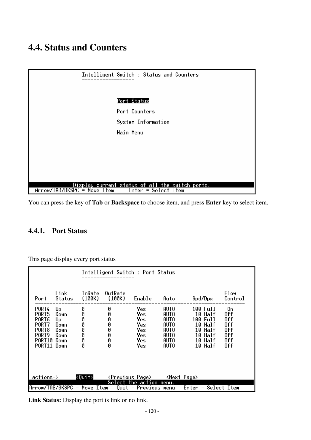 Cisco Systems TEG-S2500i manual Status and Counters 